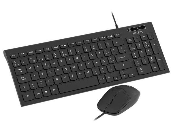 Kit Teclado y Mouse Acteck Creator Compact MK235, Tipo Membrana, 1200 DPI, Cable USB de 1.2m. Color Negro, AC-945936 - ACTECK - SKU AC-945936