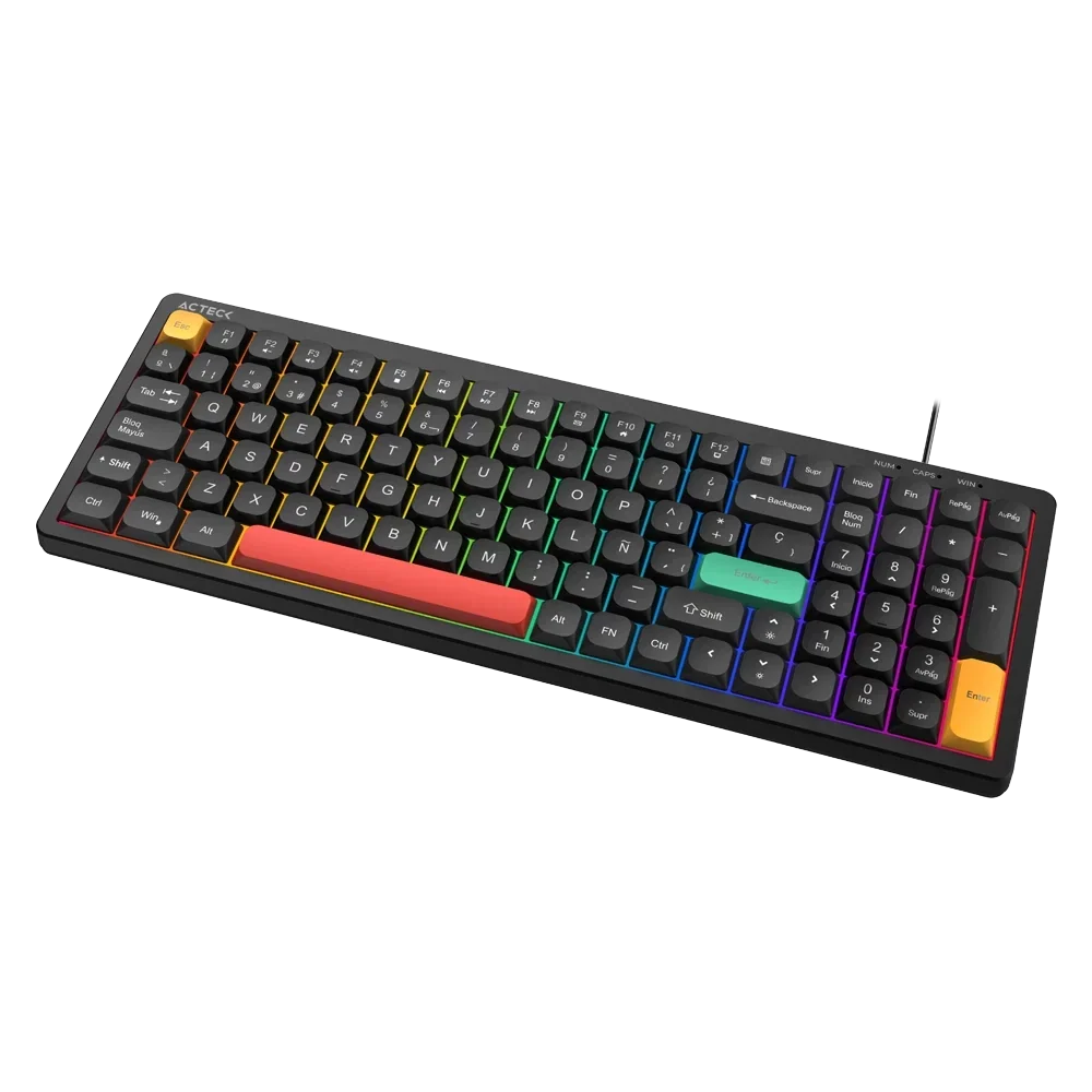Teclado Acteck Techno Core TA780 LED RGB, Alámbrico, USB, Negro, Español, AC-945882 - ACTECK - SKU AC-945882