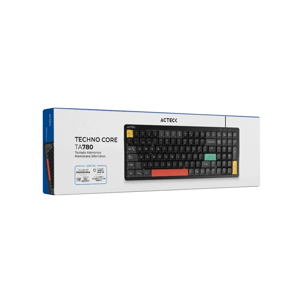 Teclado Acteck Techno Core TA780 LED RGB, Alámbrico, USB, Negro, Español, AC-945882 - ACTECK - SKU AC-945882