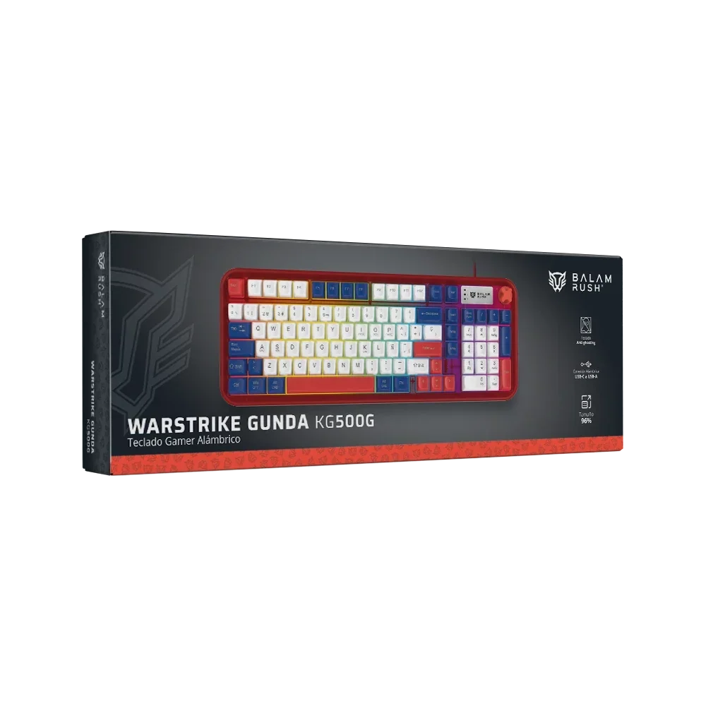 Teclado Gamer Balam Rush Alambrico Warstrike Gunda Kg500G Membrana 96% Rojo (BR-945813) - Balam Rush - SKU BR-945813