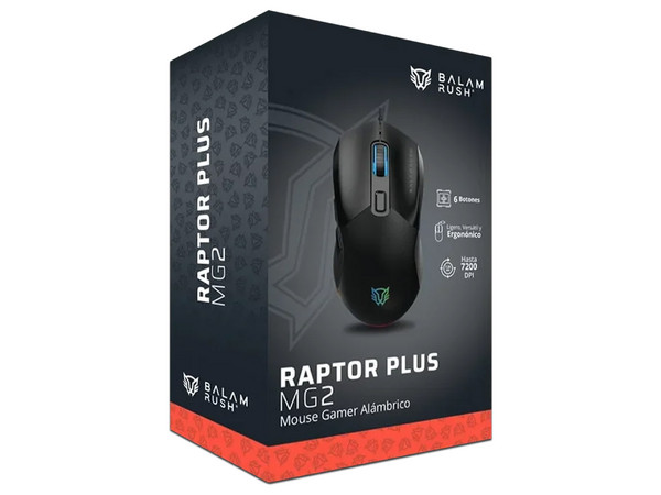 Mouse Gamer Alámbrico Balam Rush Raptor Plus MG2, Sensor Óptico, 7600 DPI, 6 Botones, USB Tipo A. Color Negro, BR-945851 - Balam Rush - SKU BR-945851