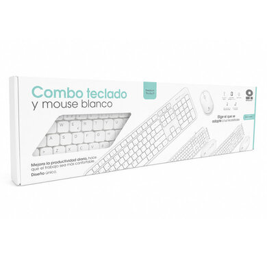Kit de Teclado y Mouse BRobotix 406993, Inalámbrico, USB/Bluetooth, Blanco, Español - BROBOTIX - SKU 406993