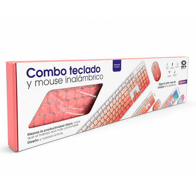 Kit de Teclado y Mouse BRobotix 6008041, Inalámbrico, USB/Bluetooth, Rosa, Español - BROBOTIX - SKU 6008041