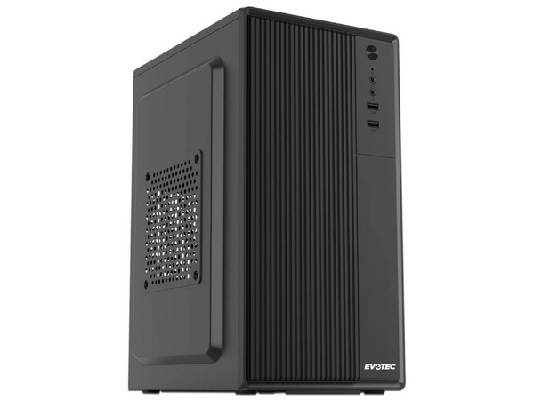 Gabinete Evotec EV-1028, Mid Tower, Micro ATX, Incluye Fuente de Poder de 500W, Color Negro - EVOTEC - SKU EV-1028