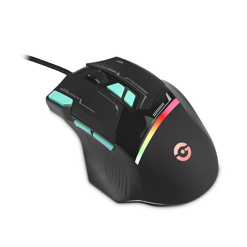 Mouse Gamer Getttech GPM-RGBWR-G1-BK, Alámbrico, USB, 7200DPI, Negro - GETTTECH - SKU GPM-RGBWR-G1-BK