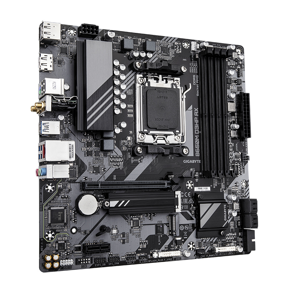Tarjeta madre gigabyte b650m d3hp 4xddr5 256gb 8000mhz hdmi dp usb-c m.2 pcie 4.0 s am5 ryzen matx wi-fi 6e - GIGABYTE - SKU B650M D3HP AX