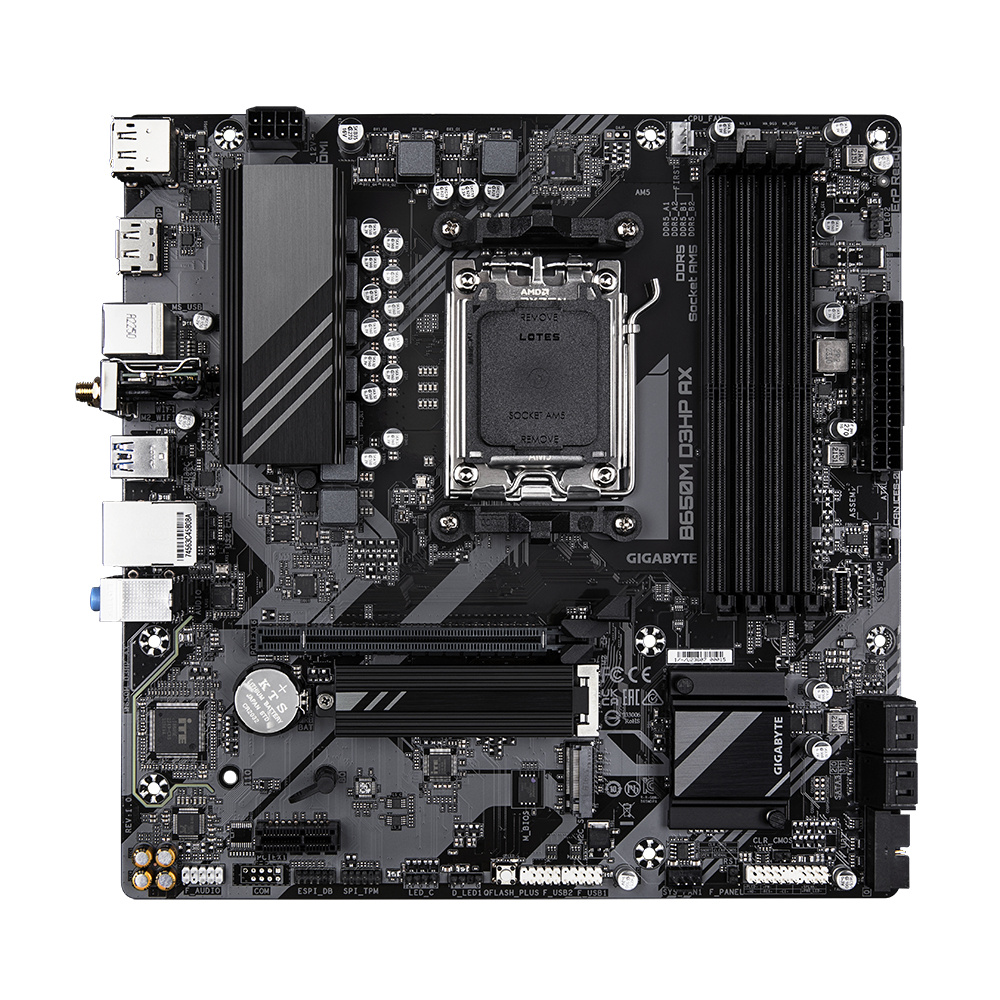 Tarjeta madre gigabyte b650m d3hp 4xddr5 256gb 8000mhz hdmi dp usb-c m.2 pcie 4.0 s am5 ryzen matx wi-fi 6e - GIGABYTE - SKU B650M D3HP AX