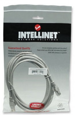Cable de red UTP, Cat6, 2m (7ft), 100% Cobre, Contactos chapa de oro, Cable Patch Gris INTELLINET 334112 - INTELLINET - SKU 334112