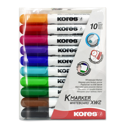 Marcador para pintarron Kores Estuche c/10 colores, 20801.02 - KORES - SKU 20801.02