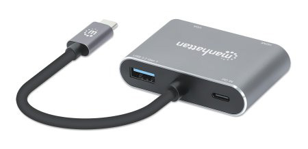 Manhattan Docking Station USB C, 1x USB, 1x USB C PD, 1x HDMI, 1x VGA, Gris 130691 - MANHATTAN - SKU 130691