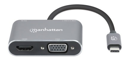 Manhattan Docking Station USB C, 1x USB, 1x USB C PD, 1x HDMI, 1x VGA, Gris 130691 - MANHATTAN - SKU 130691