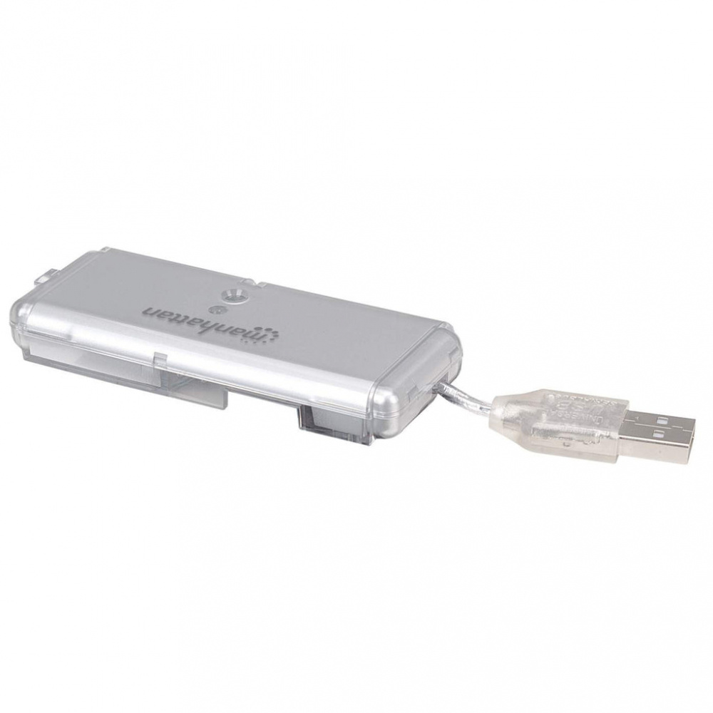 HUB Manhattan USB 2.0 de 4 puertos, 480Mbit/s, Color Gris, 160599 - MANHATTAN - SKU 160599