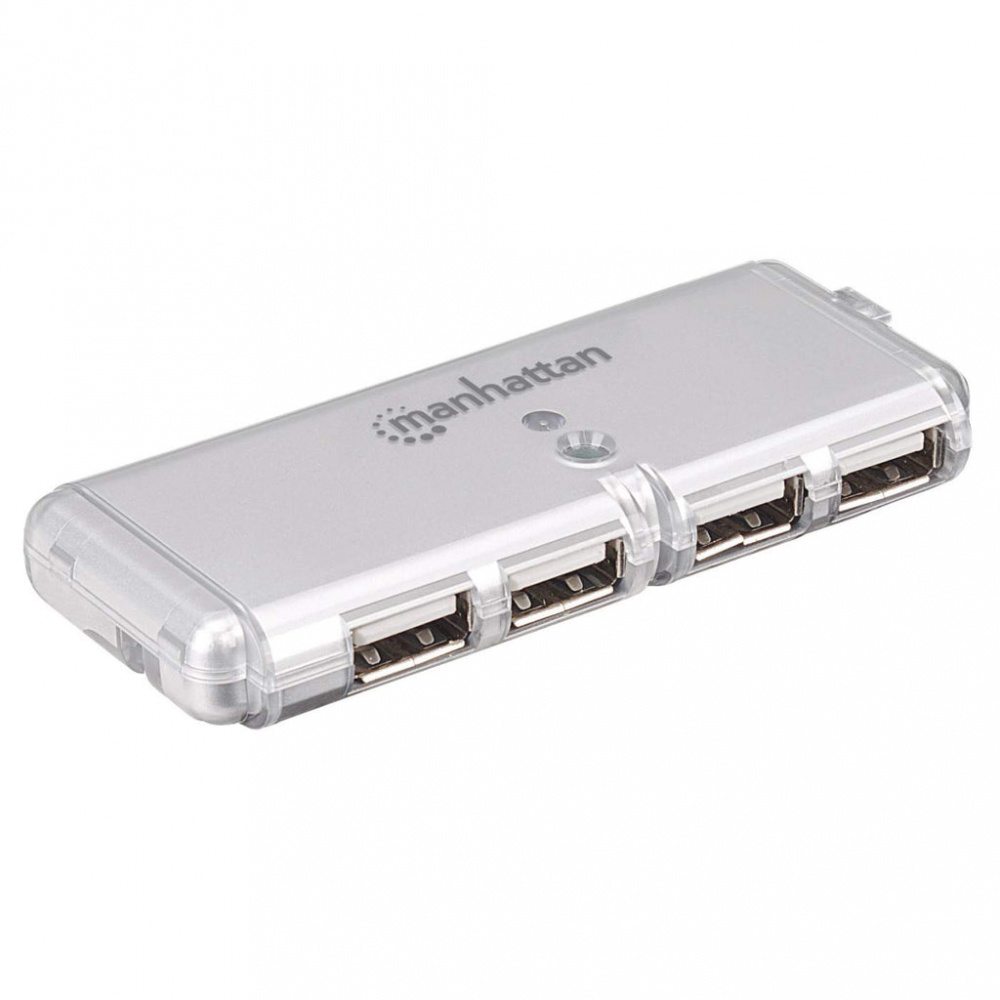HUB Manhattan USB 2.0 de 4 puertos, 480Mbit/s, Color Gris, 160599 - MANHATTAN - SKU 160599