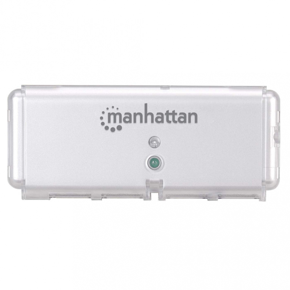 HUB Manhattan USB 2.0 de 4 puertos, 480Mbit/s, Color Gris, 160599 - MANHATTAN - SKU 160599