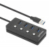 Hub USB Manhattan, 4 Puertos, Cable 1.5 m, Velocidad 5000 Mbit/s, USB A, 5Gbps, Color Negro 180887 - MANHATTAN - SKU 180887