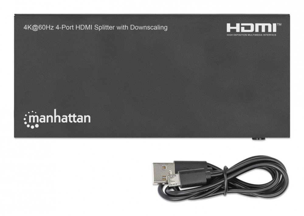 Divisor de Video Manhattan Splitter HDMI, 18G, EDID, 4x HDMI, 3840 x 2160 Pixeles, 4K Ultra HD, Negro - MANHATTAN - SKU 208369