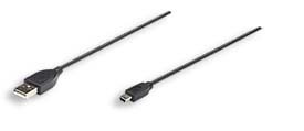 Manhattan Cable USB 2.0, USB A Macho - Mini USB B Macho, 3 Metros, Negro - MANHATTAN - SKU 302340
