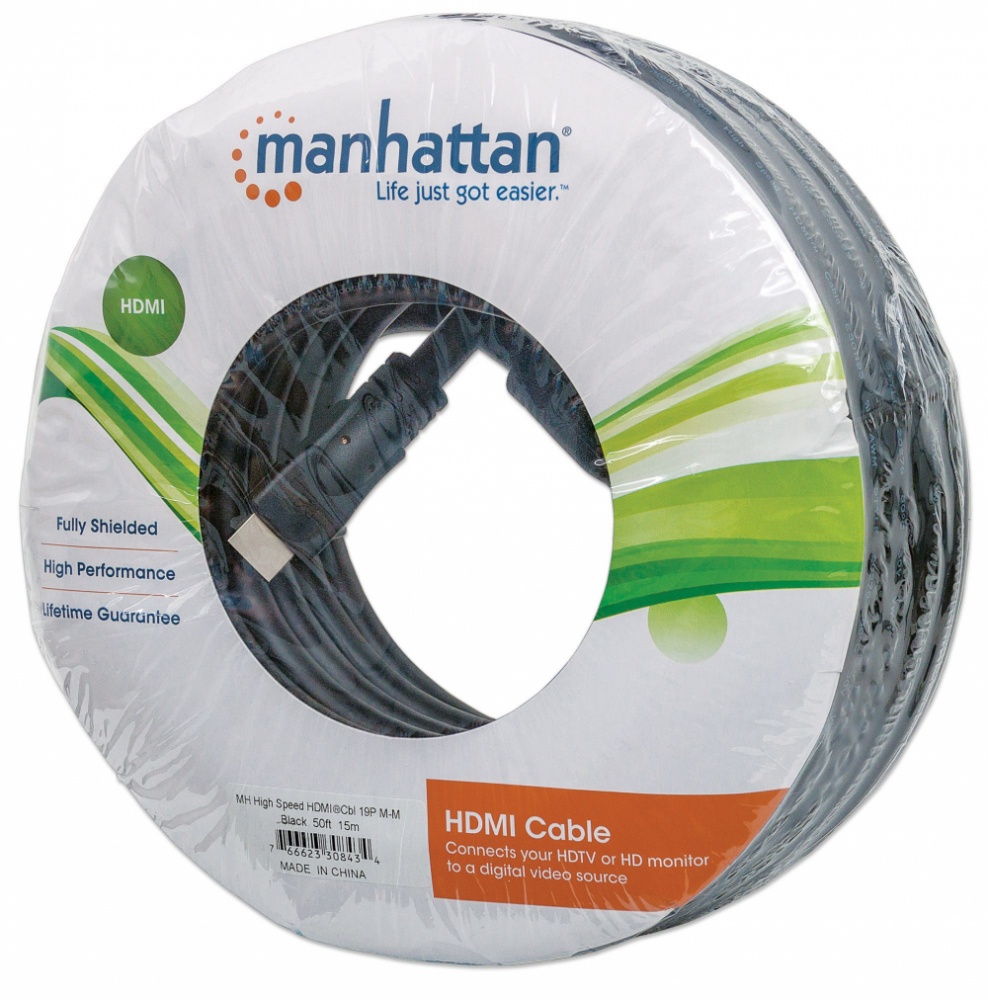 Cable Manhattan HDMI, 15 metros, 4K, Blindado, Negro - MANHATTAN - SKU 308434