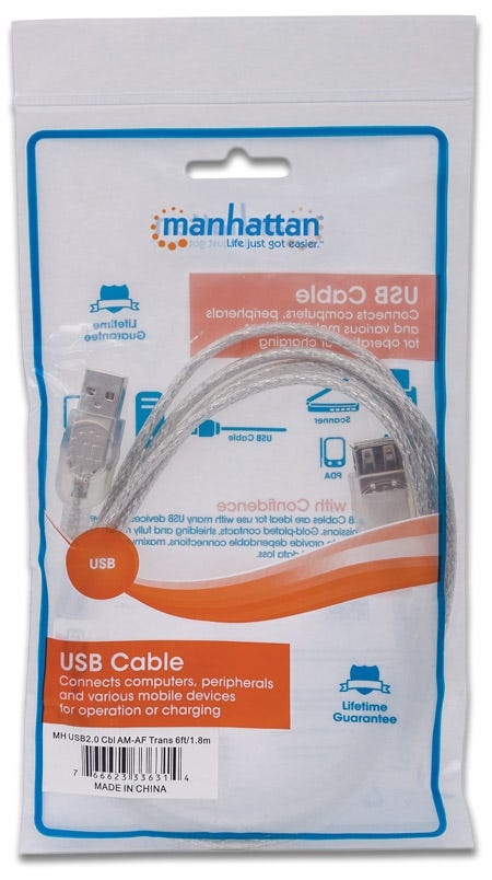Manhattan Cable USB-A Macho - USB-A Hembra, 1.8 Metros - MANHATTAN - SKU 336314