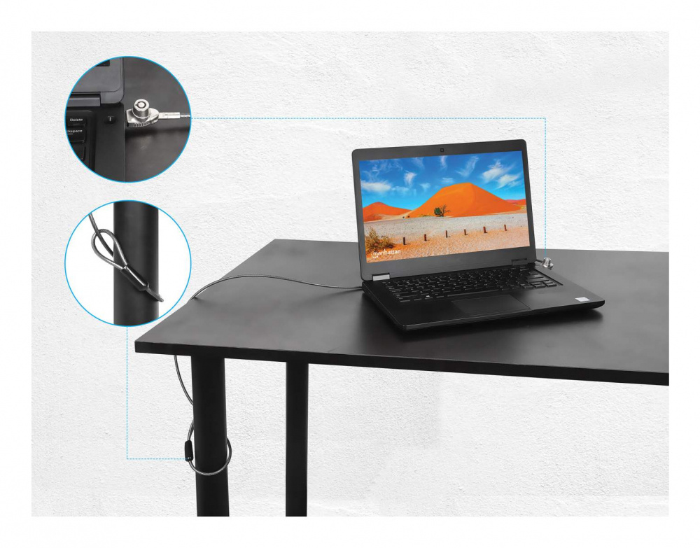 Manhattan Candado de Llave para Laptop 440509, 1.5 Metros - MANHATTAN - SKU 440509