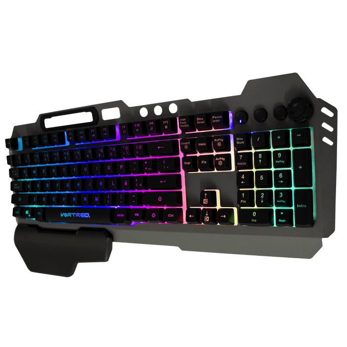 Teclado Gamer Perfect Choice Holder RGB, Alámbrico, Negro Español, V-930617 - PERFECT CHOICE - SKU V-930617