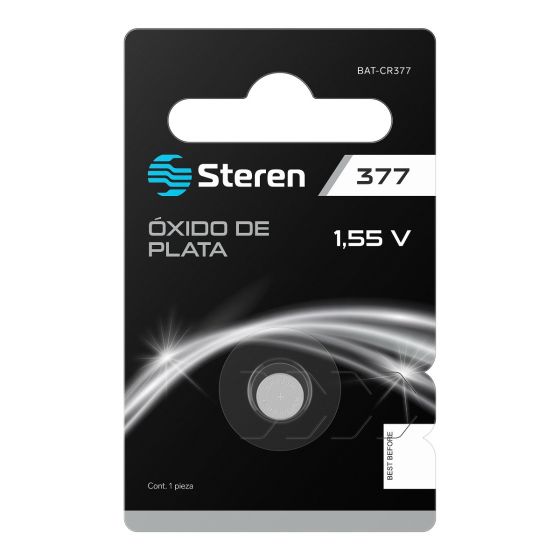 Pila Steren De Óxido De Plata Tipo Botón Sr66 1.55Vcc 25Mah Uso Múltiple, BAT-CR377 - STEREN - SKU BAT-CR377