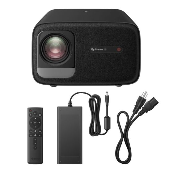 Proyector Steren PRO-8000 LED, 1920x1080 Full HD, 1100 Lúmenes ANSI, Tiro Corto, con Bocinas, Negro - STEREN - SKU PRO-8000