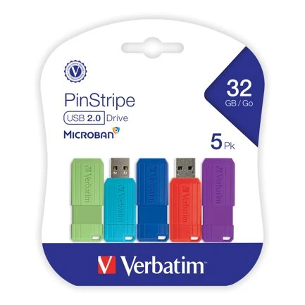 Memoria USB Verbatim 32GB 2.0 retráctil multicolor 5 piezas, 70055 - VERBATIM - SKU 70055