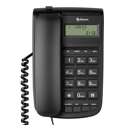 Teléfono alámbrico steren teclado grande pantalla fácil marcación color negro - STEREN - SKU TEL-225