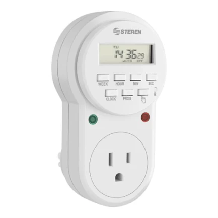Temporizador steren timer digital de 8 eventos color blanco - STEREN - SKU TEMP-08E